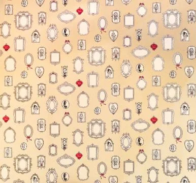 Vintage pattern with mirror icons. 스톡 사진
