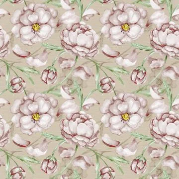 Vintage pattern with peony Stock Illustration