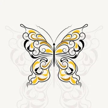 Vintage pattern in shape of a butterfly Stock Illustration