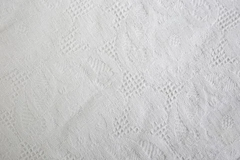 Vintage patterned table cloth , white fabric folds abstract  backdrop Stock Photos