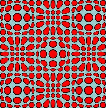 Vintage patterns with red round uneven shapes on blue background. Stock Illustration