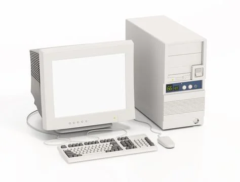 Vintage PC isolated on white background. 3D illustration イラスト素材