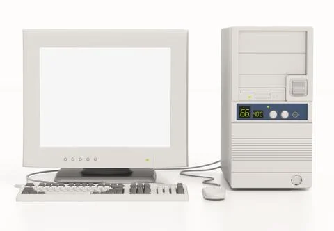 Vintage PC isolated on white background. 3D illustration イラスト素材