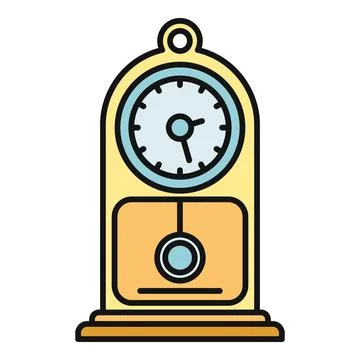 Vintage pendulum clock illustrating time measurement icon Stock Illustration