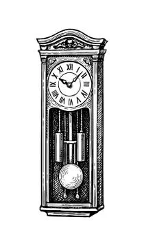 Vintage pendulum clock. Stock Illustration