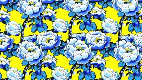 Vintage Peony Textile Loop – Vertical Motion Style Stock Footage 306129895