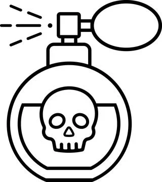 Vintage perfume atomizer bottle with skull logo Stock Illustration
