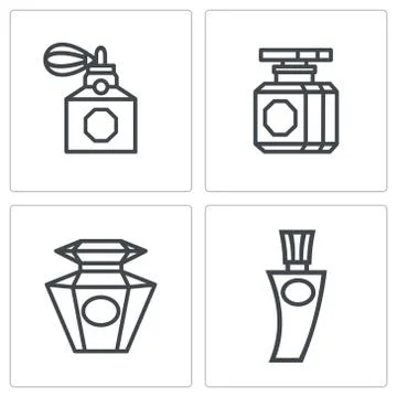Vintage perfume icons set Stock Illustration