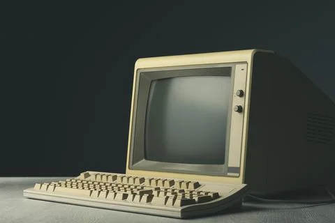 Vintage personal computer on a desktop Foto stock