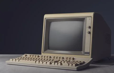 Vintage personal computer on a desktop Stock-Fotos