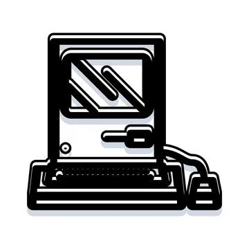 Vintage personal computer with keyboard and mouse Stockillustratie