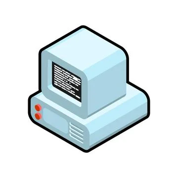 Vintage personal computer unit in isometric 3D flat style. Represents an ol.. イラスト素材