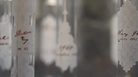 Vintage pharmacy phials with old paper labels close up pan right laboratory 4K Stock Footage 331605812