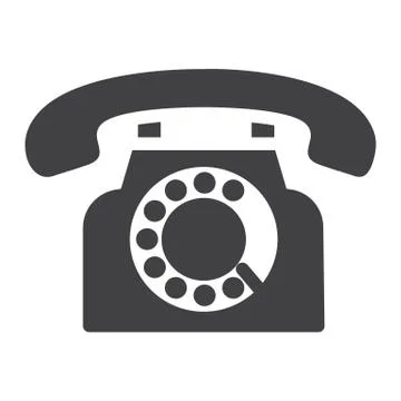 Vintage Phone solid icon, Contact us and website 스톡 일러스트
