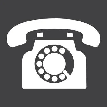 Vintage Phone solid icon, Contact us and website 스톡 일러스트
