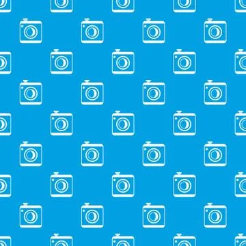 Vintage photo camera pattern seamless blue Illustrazione stock