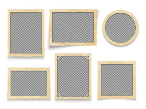 Vintage photo frames isolated. Vector antique picture borders collection Stock Illustration