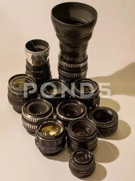 Vintage photography lenses Stock Photos
