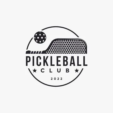 Vintage Pickleball logo icon vector on white background Stock Illustration