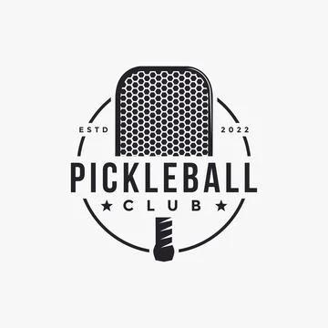 Vintage Pickleball logo icon vector on white background Stock Illustration
