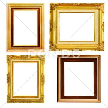 Vintage picture frame, wood plated Stock Illustration