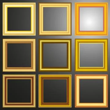 Vintage Picture frames set on wall Stock Illustration