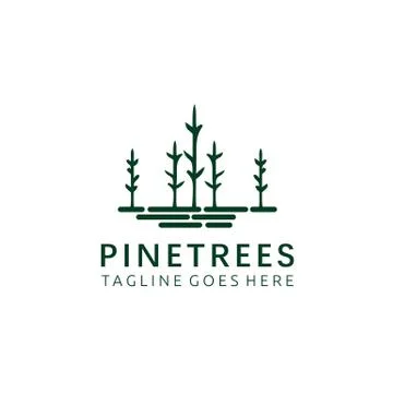 Vintage pine tree forest Stock Illustration