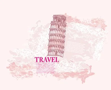 Vintage pisa tower background Stock Illustration