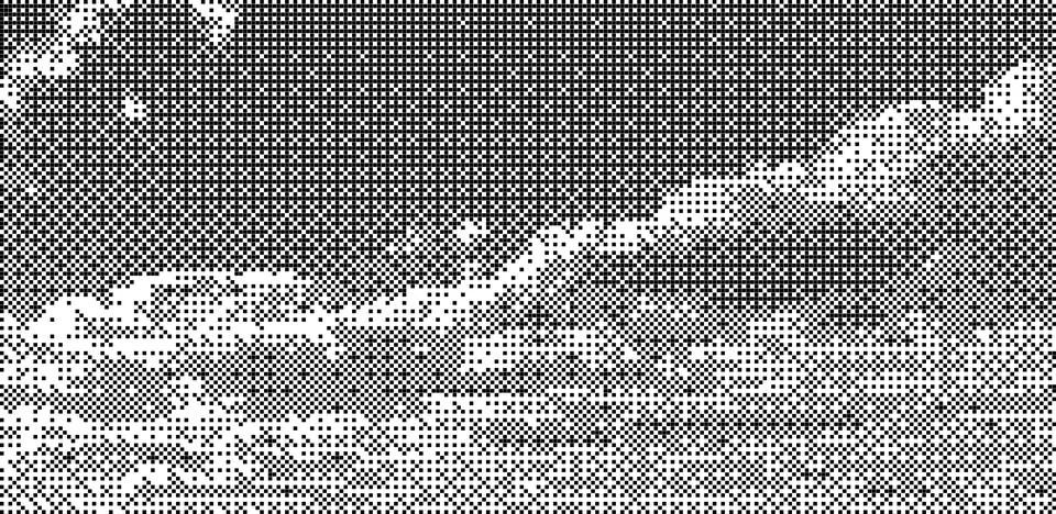 Vintage pixel art bitmap texture. Black and white pixel cloud pattern in re.. Stock Illustration