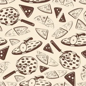 Vintage pizza slices seamless pattern イラスト素材
