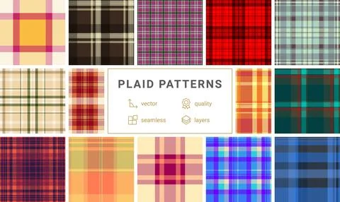 Vintage plaid composition referencing retro textiles. Ideal scrapbooking, inv Stock Illustration
