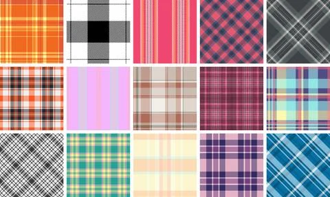 Vintage plaid composition referencing retro textiles. Ideal scrapbooking, inv Stock Illustration