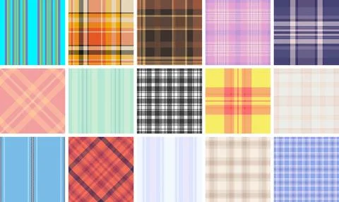 Vintage plaid pattern pack built for craft labels. Retro tartan textures add  Stock Illustration