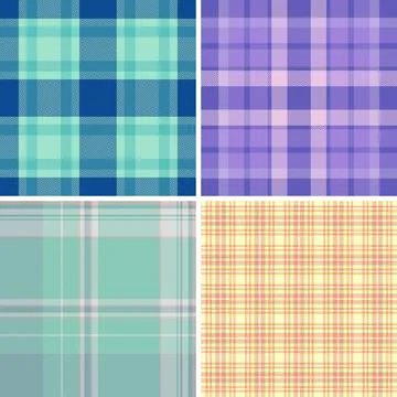 Vintage plaid pattern pack with traditional tartan rhythm. Seamless vector de Stock Illustration