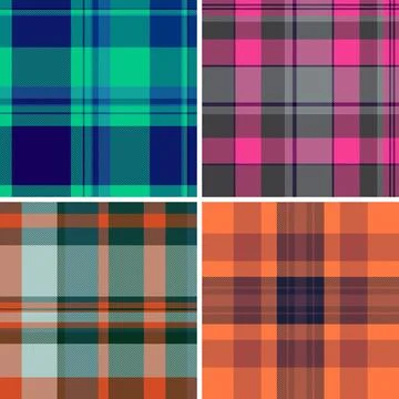 Vintage plaid pattern set prepared for craft projects. Retro tartan layouts s Stock Illustration