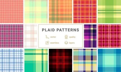 Vintage plaid pattern set tailored for gift packaging. Retro tartan designs.. Stock Illustration