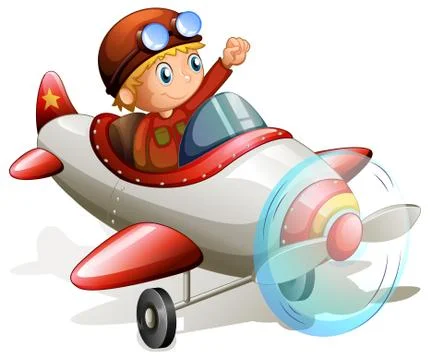 A vintage plane with a pilot Stock Illustration