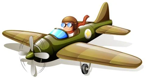 A vintage plane with a pilot Stock Illustration
