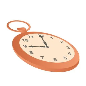Vintage pocket clock in flat design. Traditional old hand timer with dial. .. Stock Illustration