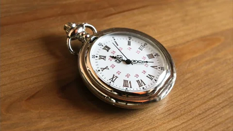 Vintage pocket watch clock timelapse,time pass concept,analog clock motion Stock Footage 138657476