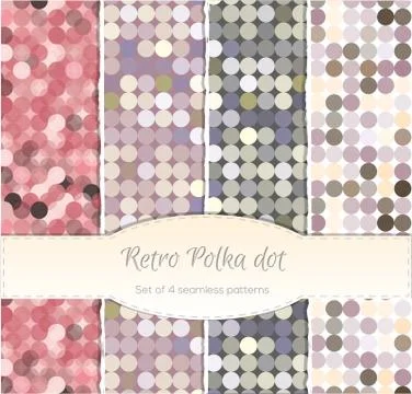 Vintage polka dot seamless patterns, set of four. Stock Illustration