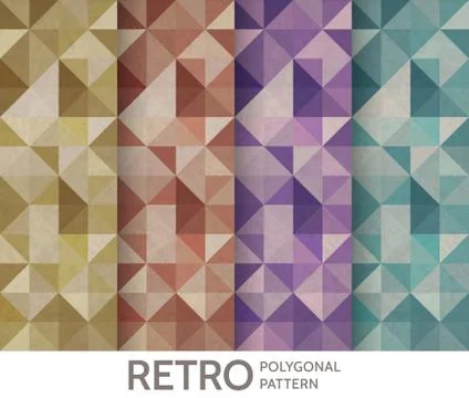 Vintage polygonal pattern set. Vector geometric background. 스톡 일러스트