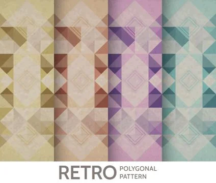 Vintage polygonal pattern set. Vector geometric background. Stock Illustration