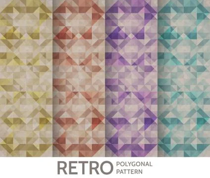 Vintage polygonal pattern set. Vector geometric background. Stock Illustration
