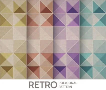 Vintage polygonal pattern set. Vector geometric background. Stock Illustration
