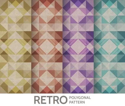 Vintage polygonal pattern set. Vector geometric background. Stock Illustration