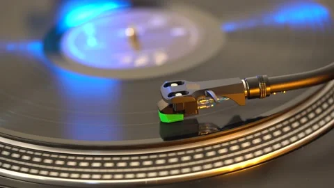 Vintage portable record player playing a old black vynil record Stock Footage 201616465