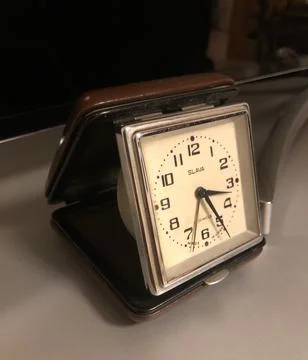 Vintage portable square clock Stock Photos