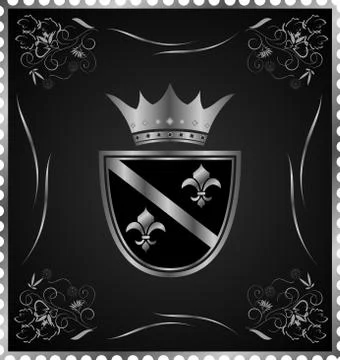 Vintage post mark with silver heraldic elements Stock Illustration