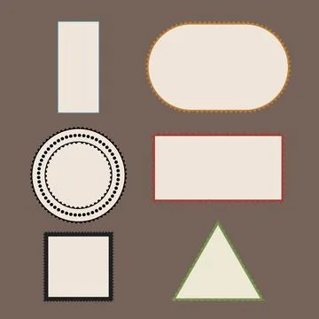 Vintage Postage Stamp Border Collection - 6 Perforated Frames Stock Illustration